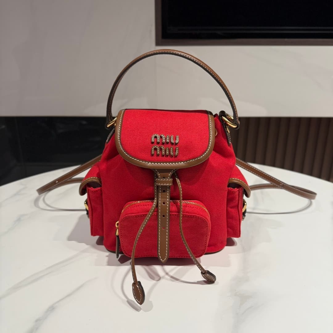 Canvas and leather backpack