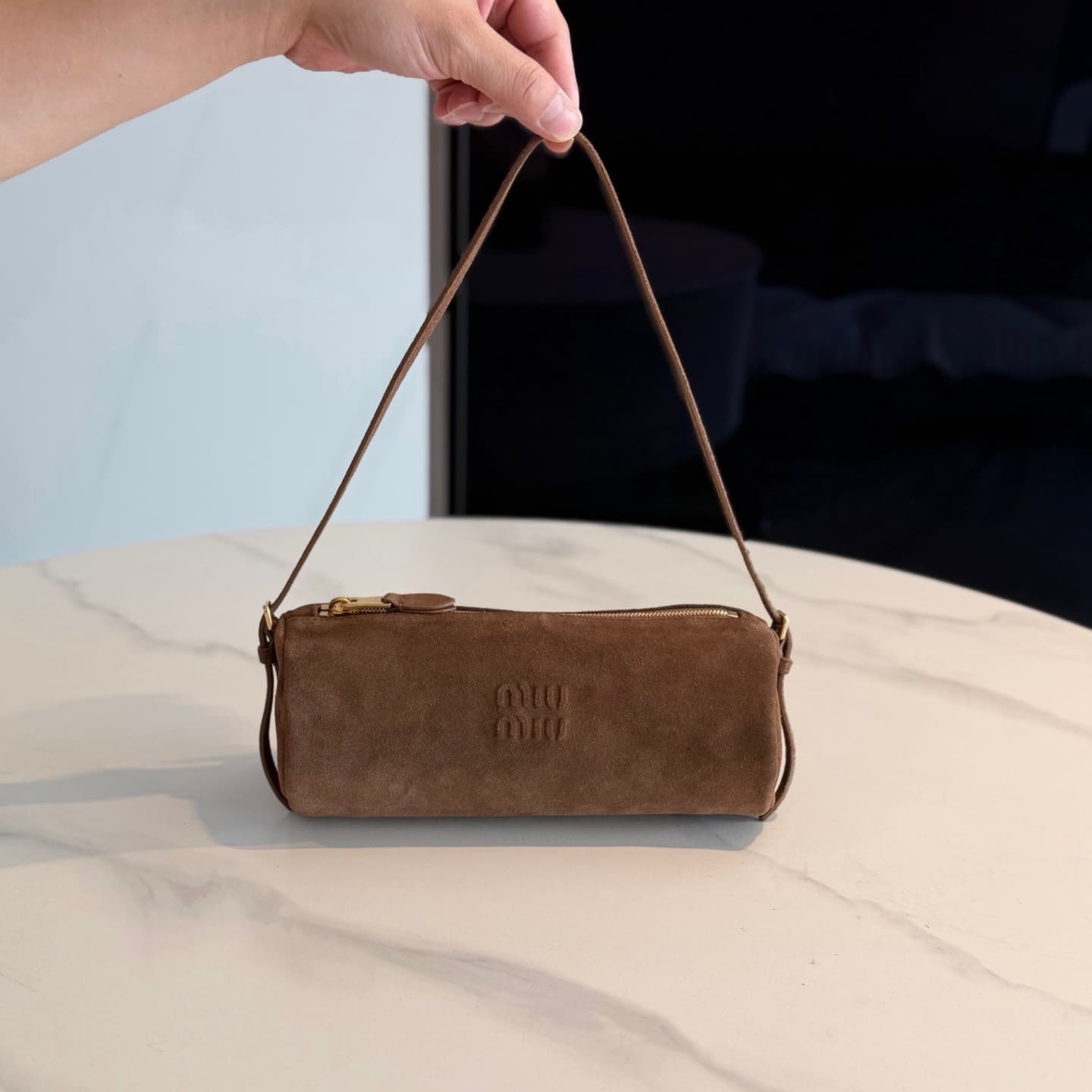 Suede pouch
